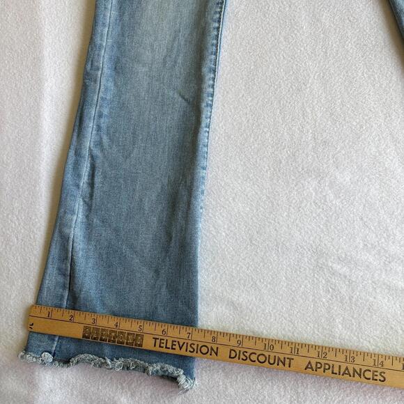 Bamboo Womens Size 9 Lace Up Flare Jeans Frayed Hem Y2K Vintage Denim Streetwear - Picture 3 of 8